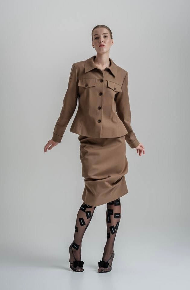 Camel outfit of jacket & skirt S/M