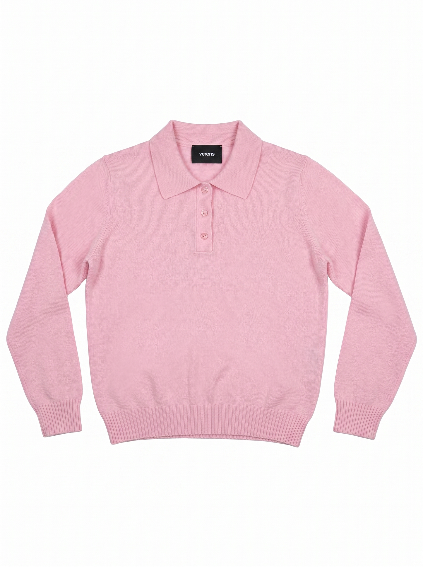 Unisex Pink Polo Pullover – 100% Extra Fine Merino Wool, Seamless Knit
