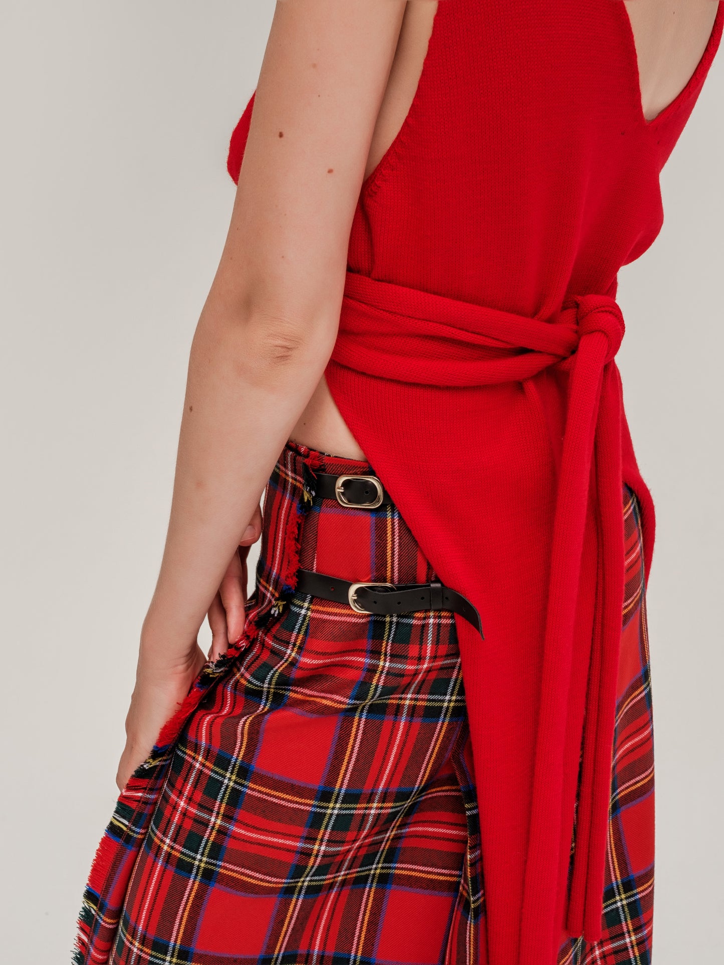 Kilted Maxi Skirt Red