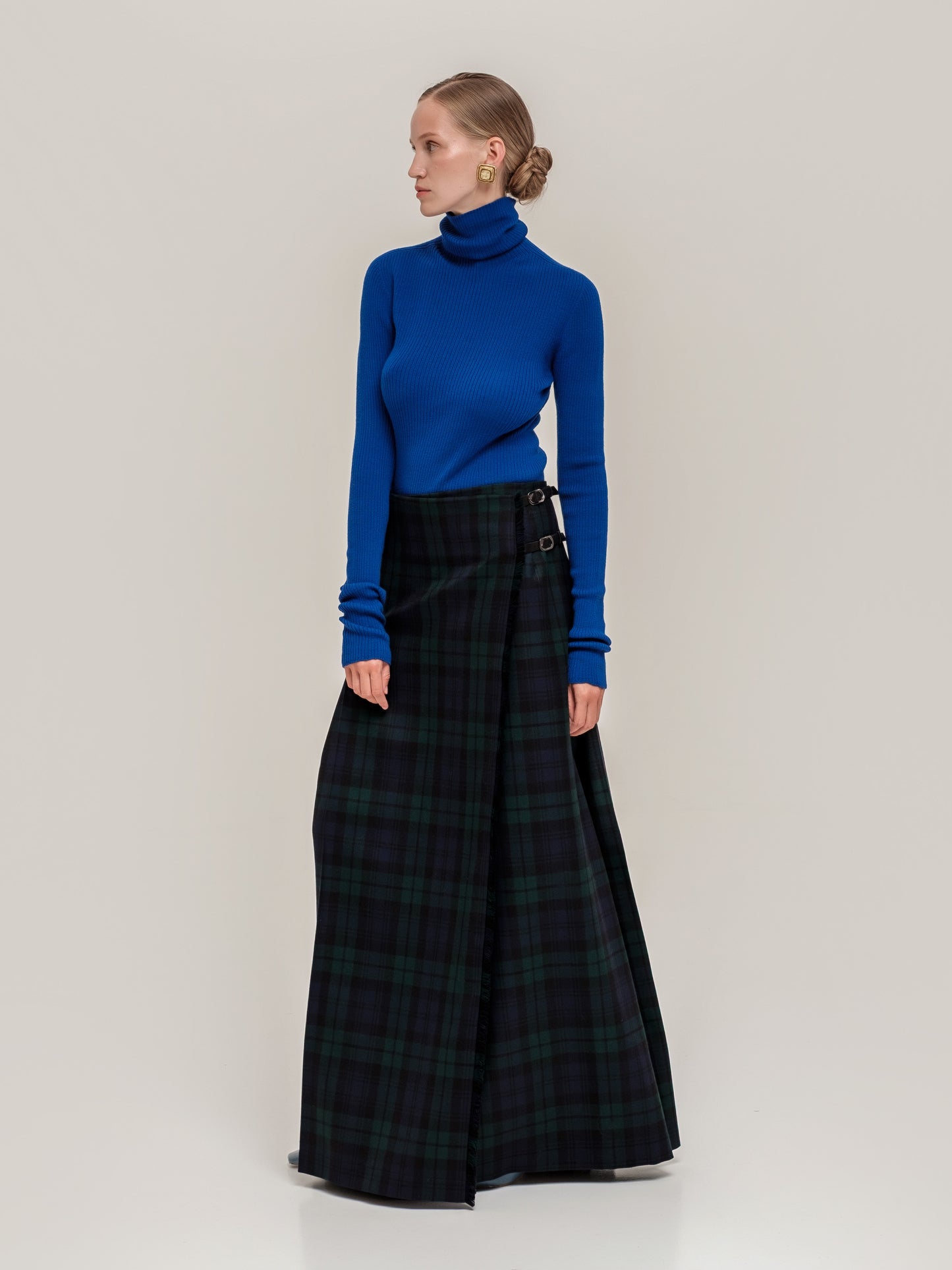 Kilted Maxi Skirt Blue