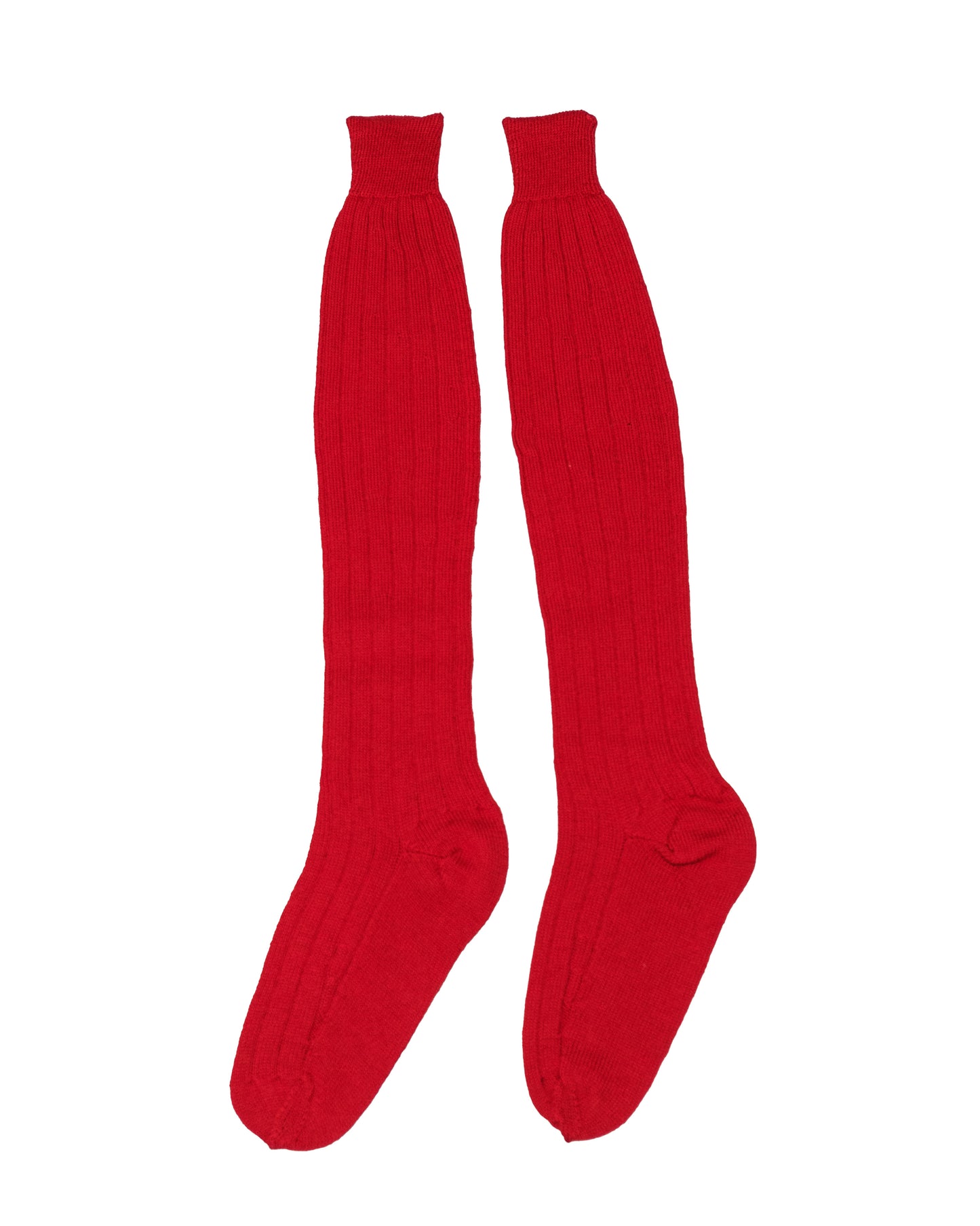 Ribbed Knee-High Socks Red