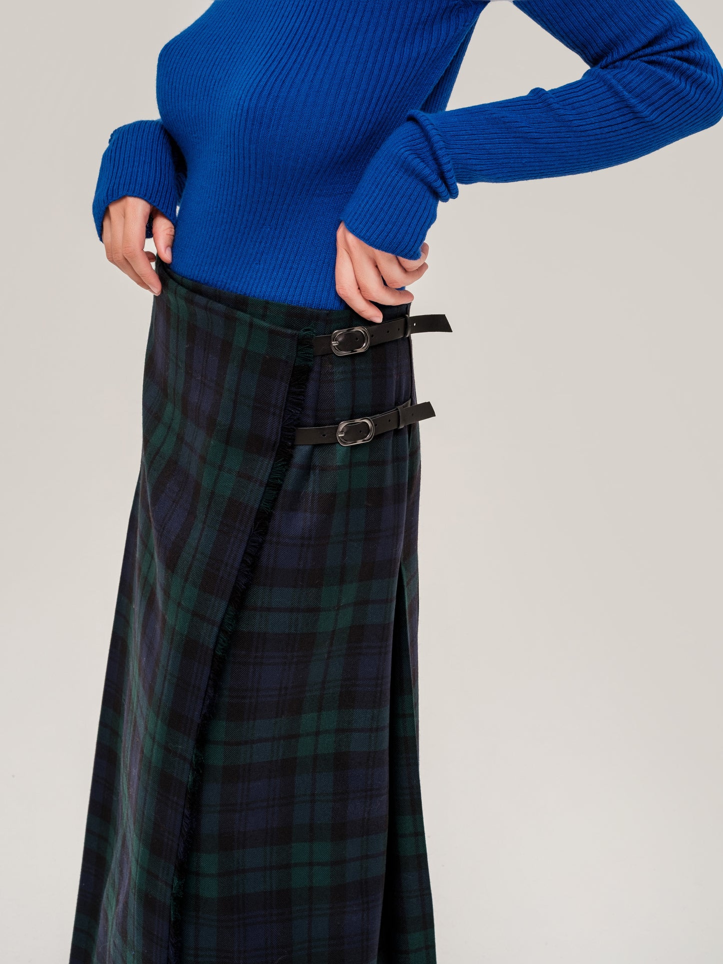 Kilted Maxi Skirt Blue