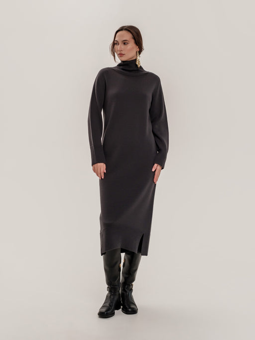 Molly Dress Chocolate – 100% Extra Fine Merino Wool, Seamless 3D Knit