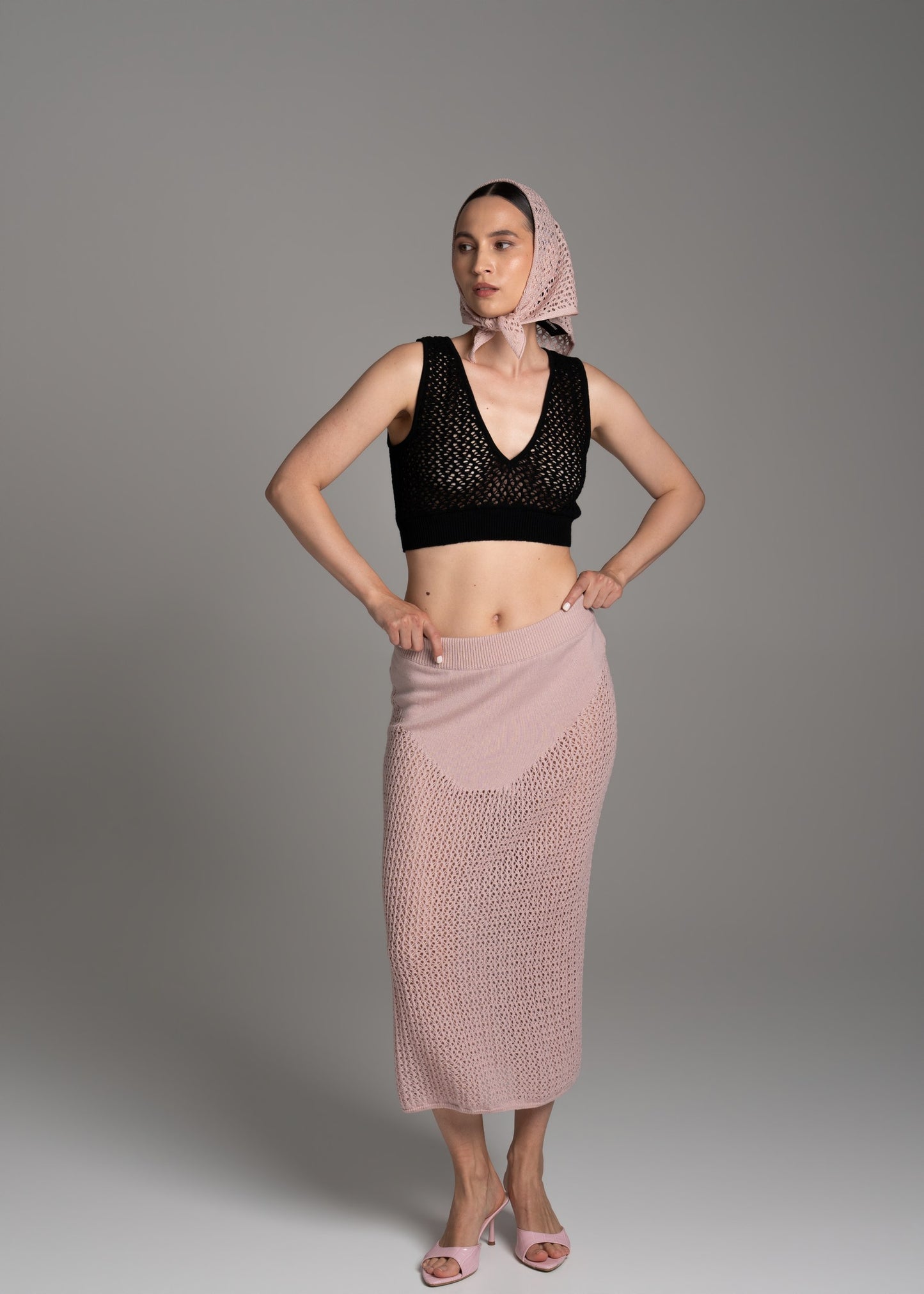 Pink Lace Headscarf