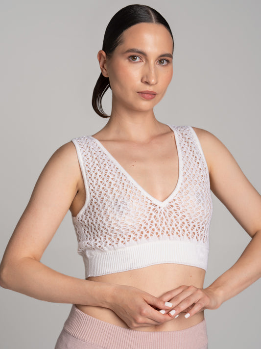 Lace Crop Top White