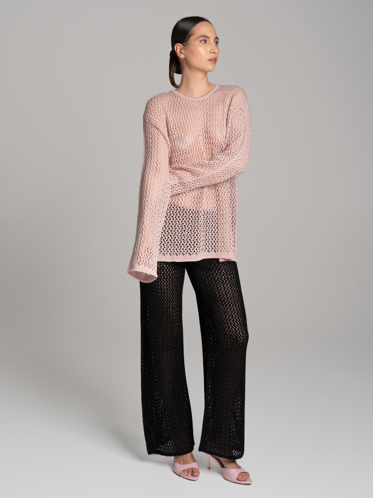 Lace Long-Sleeve Top Pink