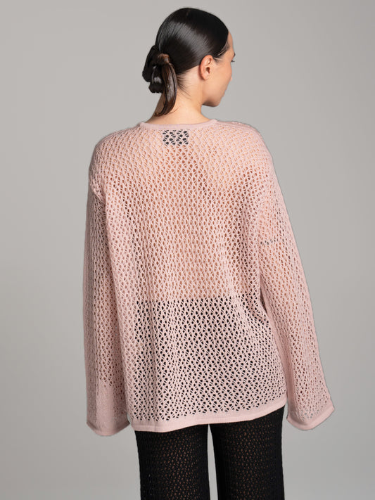 Lace Long-Sleeve Top Pink