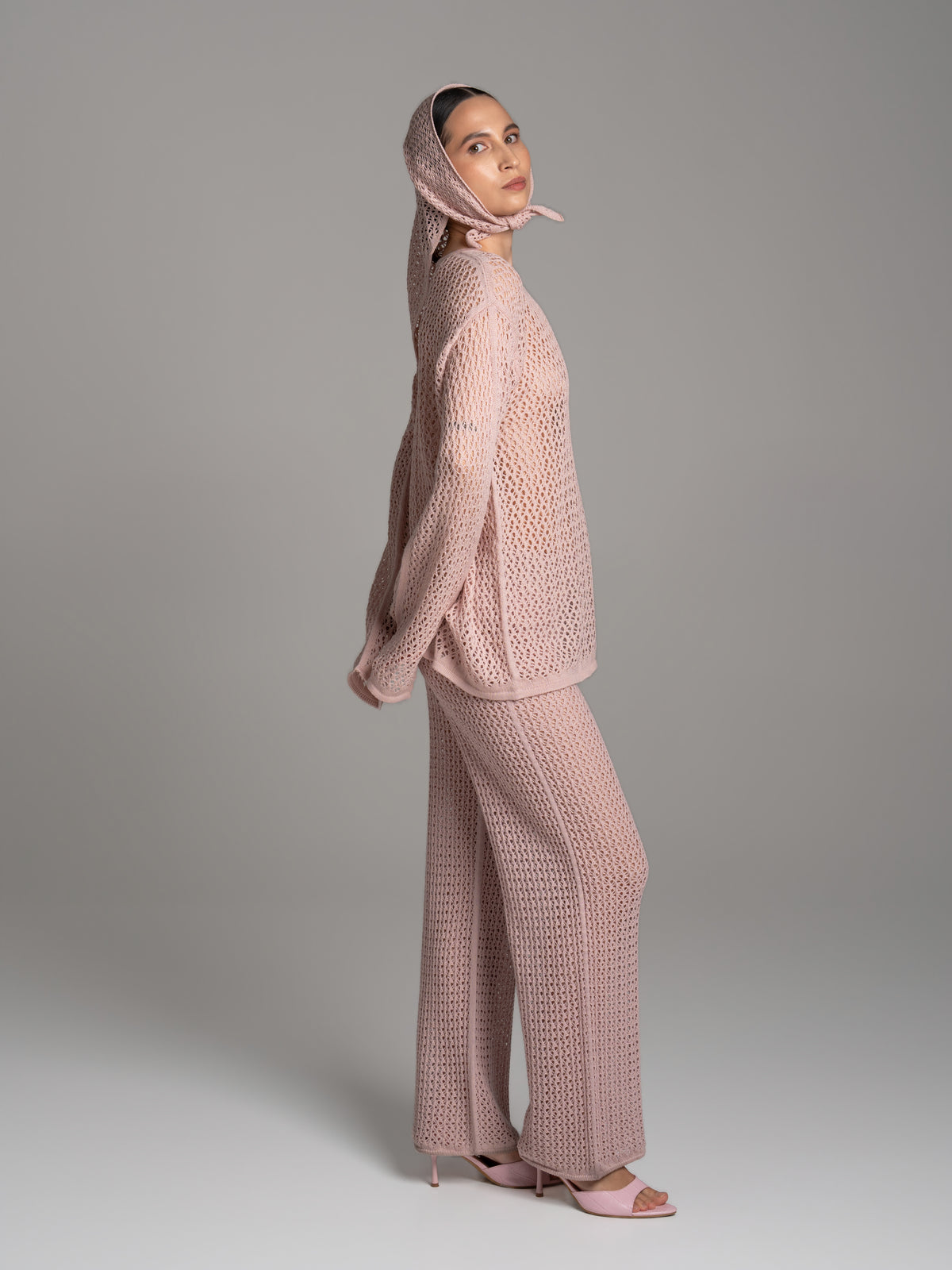 Lace Long-Sleeve Top Pink