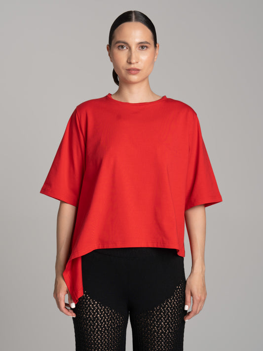 Asymmetric T-Shirt Red