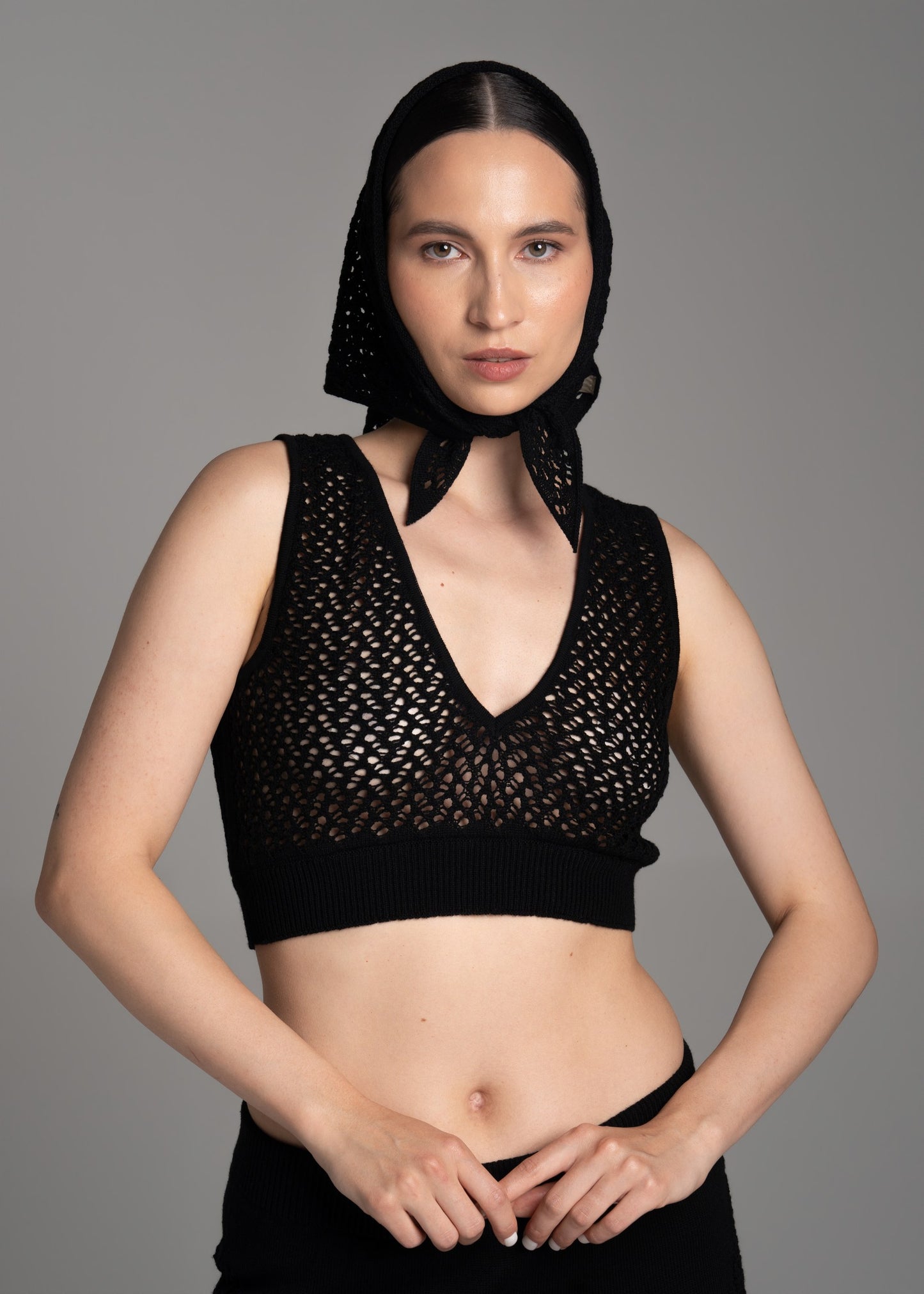 Black Lace Headscarf