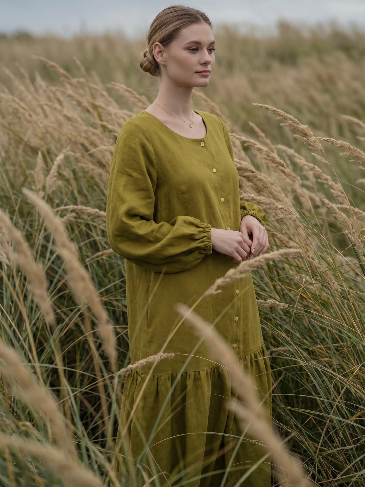 Linen Dress Green