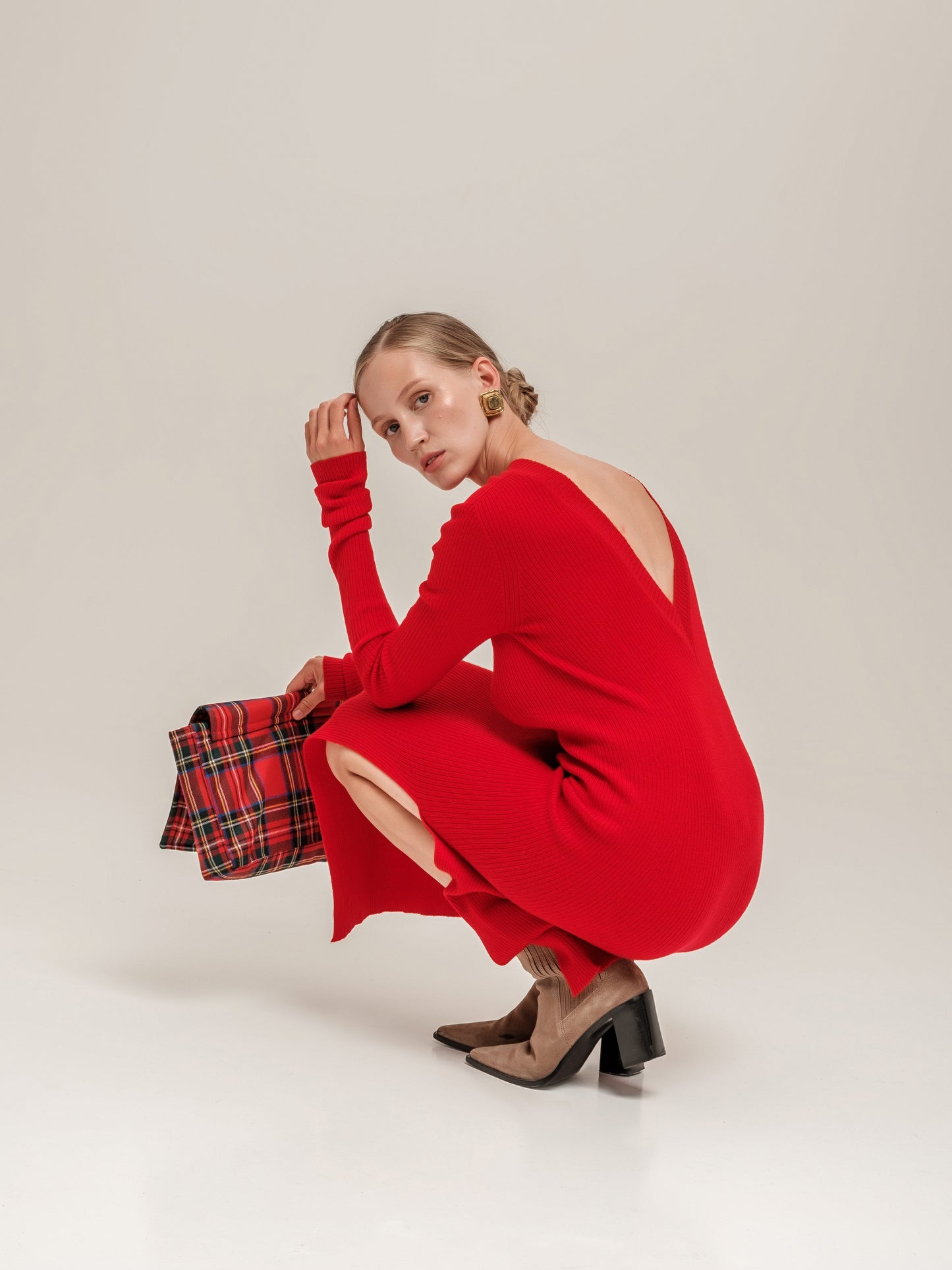 Scarlet Open-Back Dress Red
