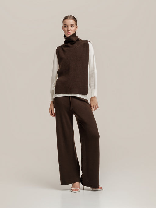 Knit Trousers in Chocolate – 100% Extra Fine Merino Wool
