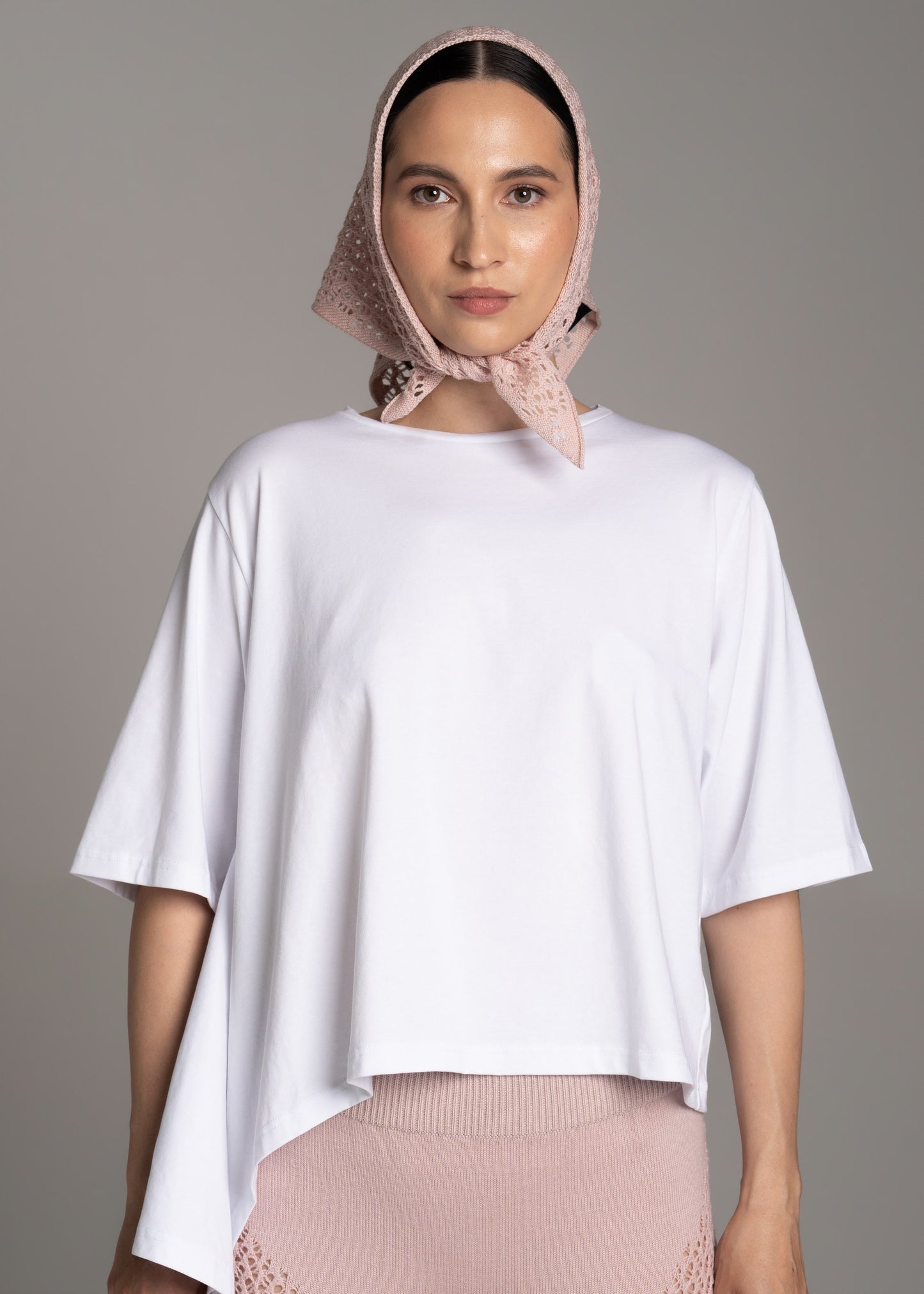 White Asymmetric T-Shirt – 100% Cotton, Handmade in the EU