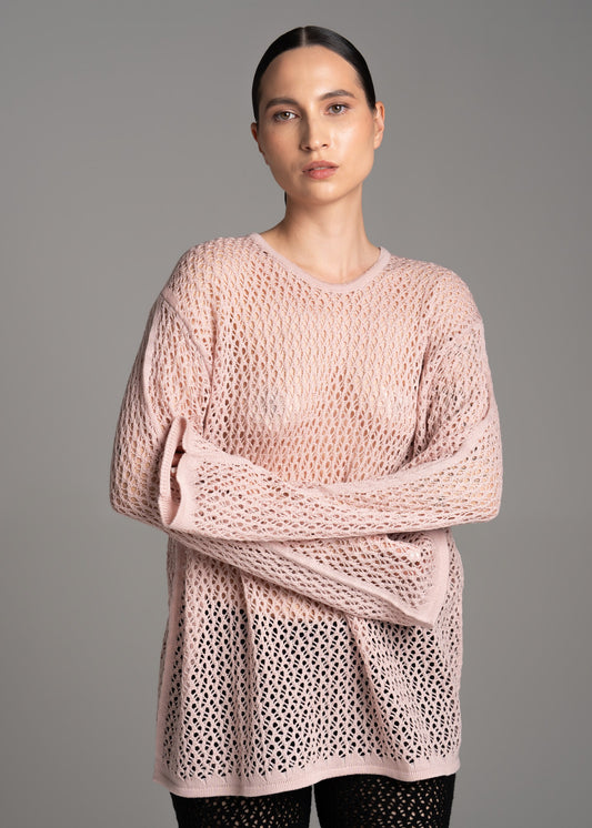 Pink Lace Long-Sleeve Top