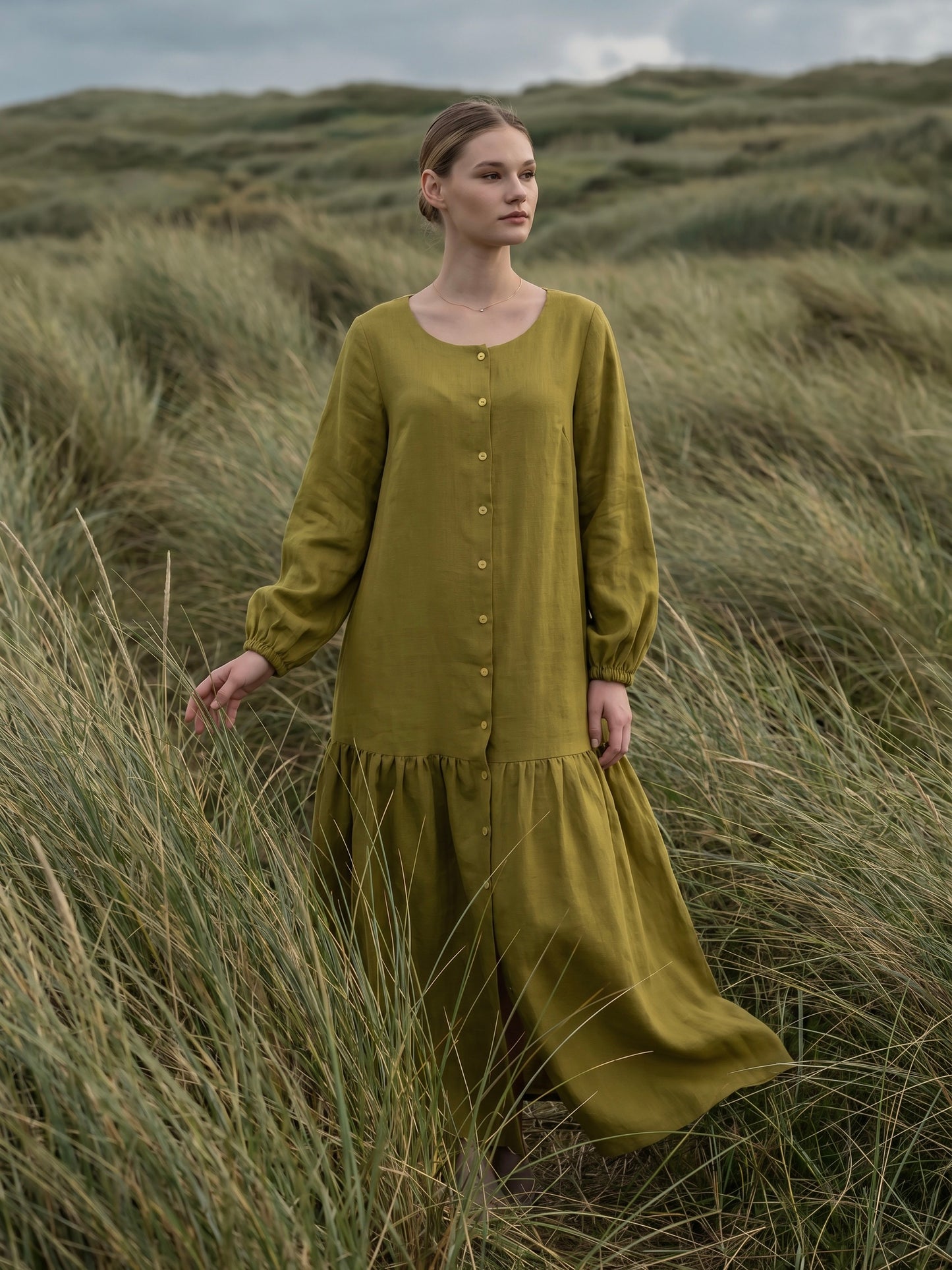 Linen Dress Green