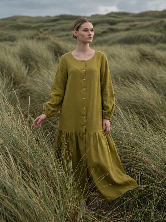 Linen Dress Green