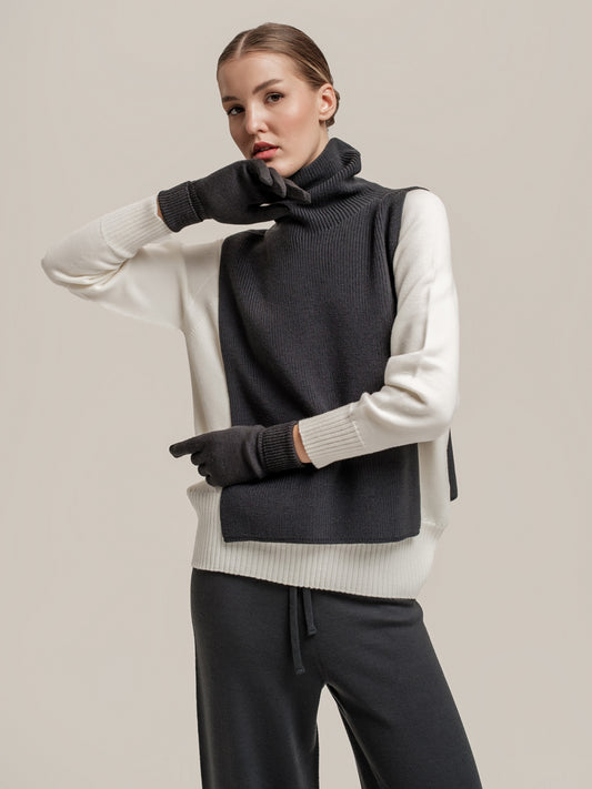 Snood Knit Vest Anthracite