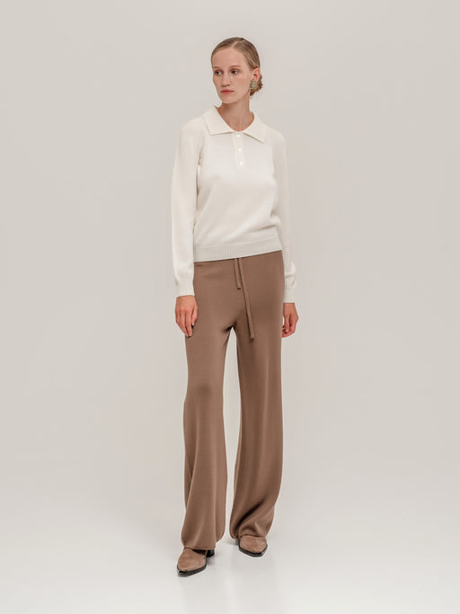 Knit Trousers in Truffle – 100% Extra Fine Merino Wool