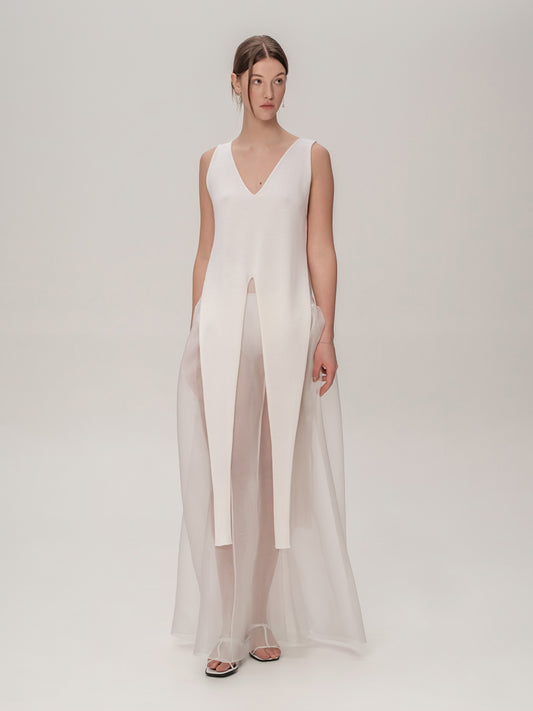 Twins Vest White – 100% Wool, Seamless 3D Knit