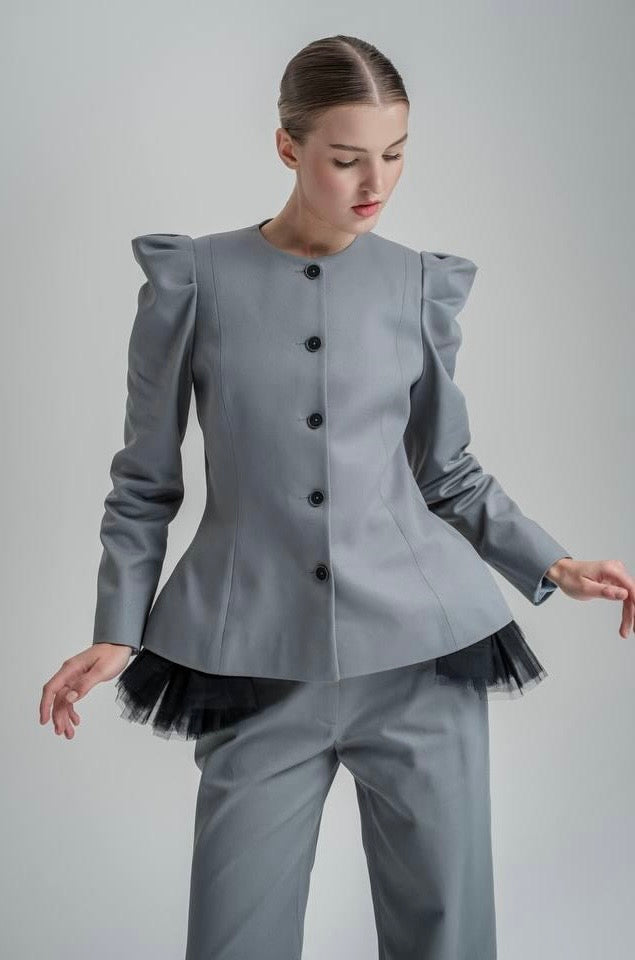 Grey outfit of jacket & trousers