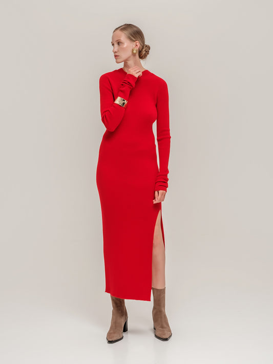 Scarlet Open-Back Dress Red