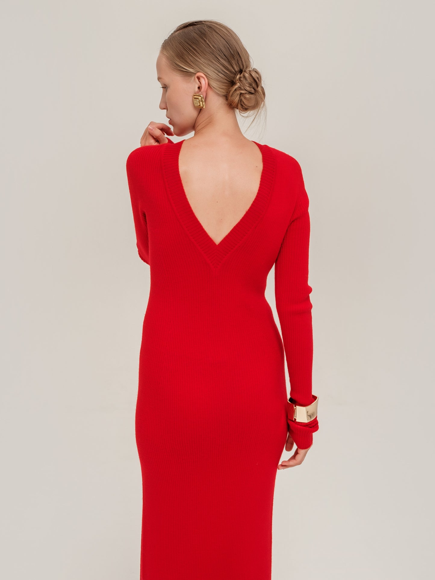 Scarlet Open-Back Dress Red