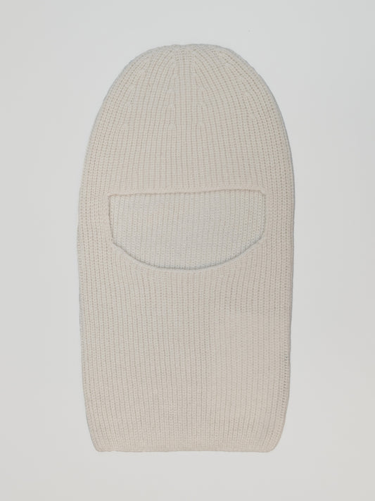 White Cashmere & Wool Balaklava – Stylish Winter Face Hat