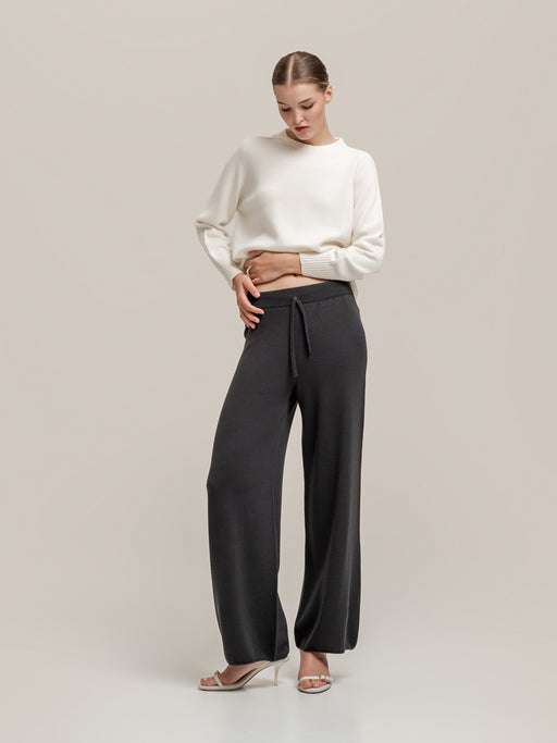 Knit Trousers in Anthracite – 100% Extra Fine Merino Wool