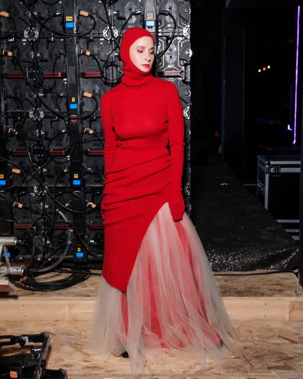 Red Cashmere & Wool Balaklava – Stylish Winter Face Hat