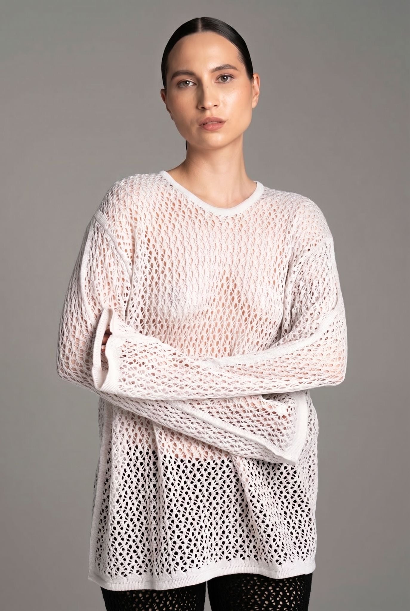 White Lace Long-Sleeve Top