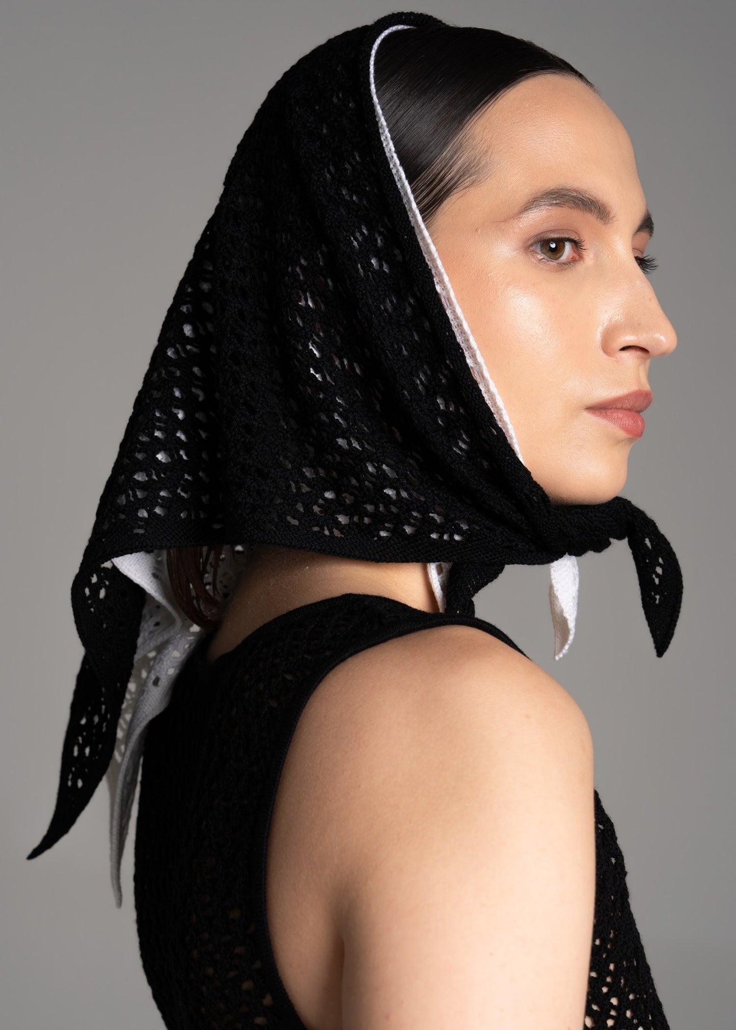 Black Lace Headscarf