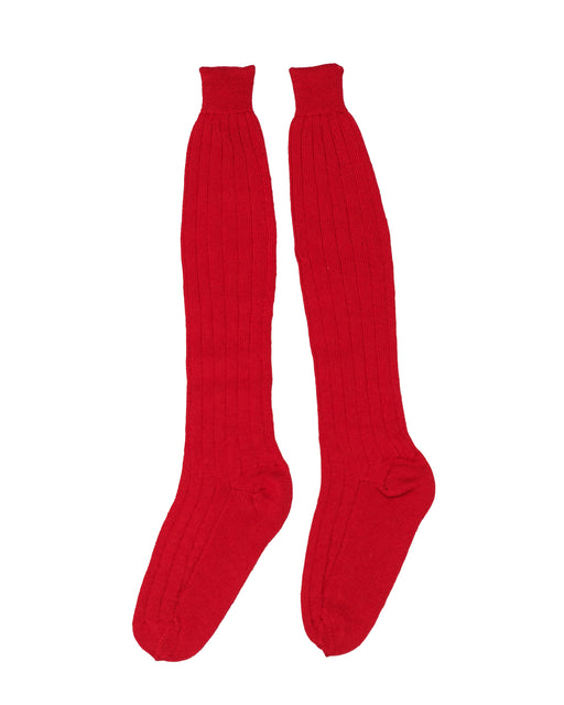 Ribbed Knee-High Socks in Red – 100% Extra Fine Merino Wool