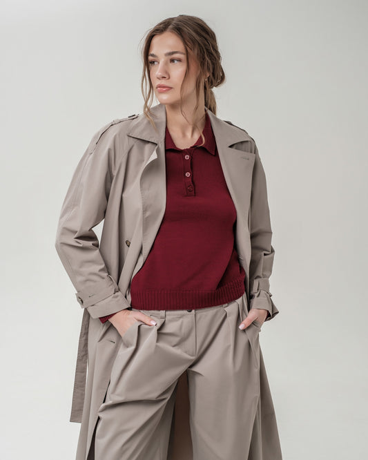 Bordo Polo Pullover – 100% Extra Fine Merino Wool, Seamless Knit