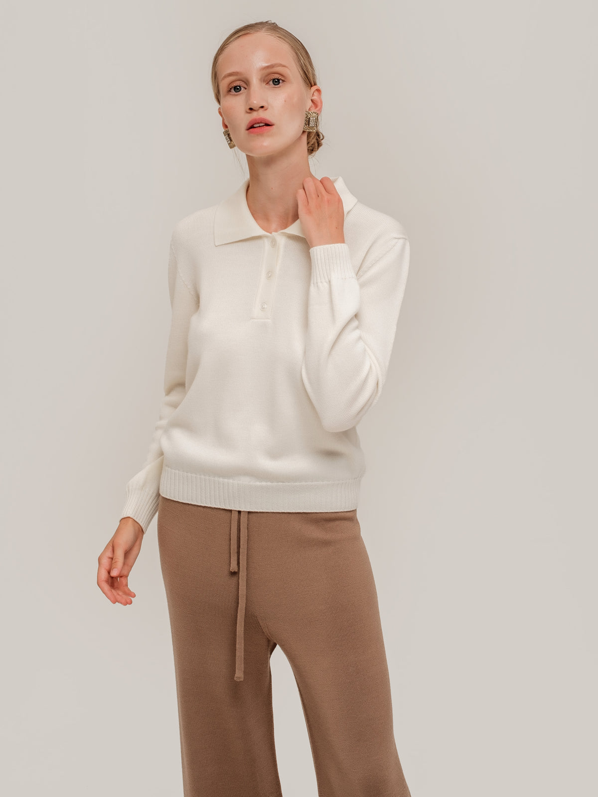 Polo Pullover White