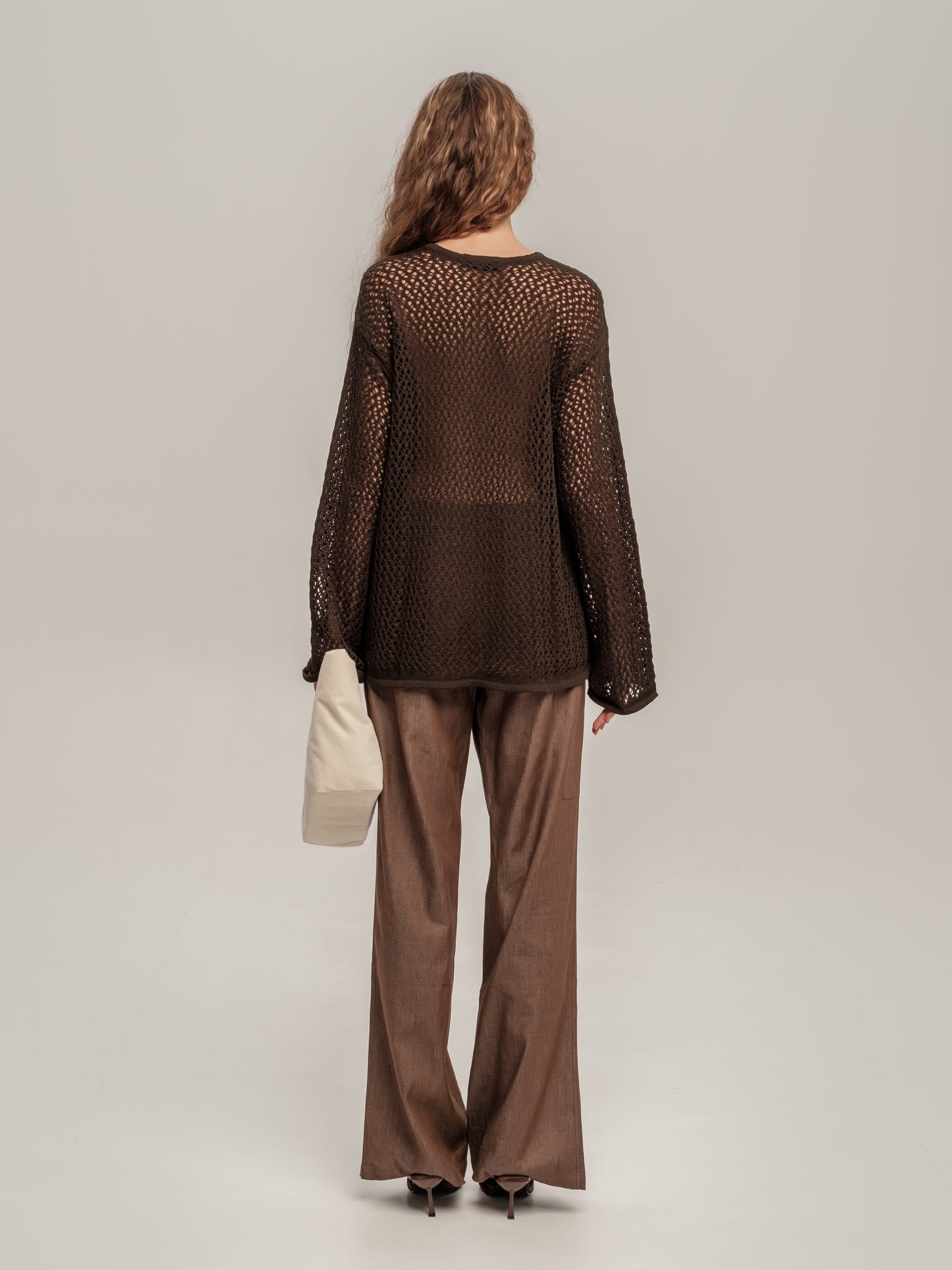 Lace Long-Sleeve Top Chocolate