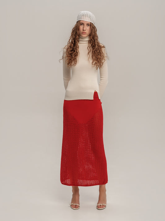 Lace Skirt Red